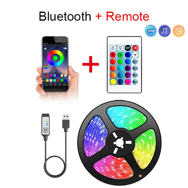Ruban LED RGB Bluetooth USB 5V – Bande Lumineuse Flexible TV Bureau Chambre
