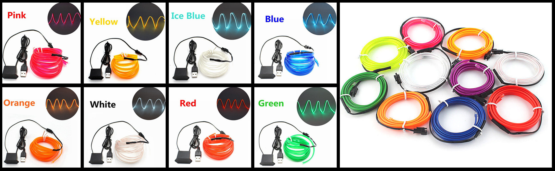 Bande LED intérieur voiture USB 5M – éclairage ambiance néon flexible