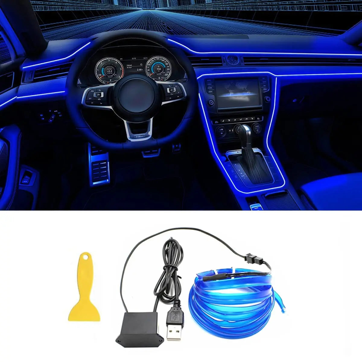Bande LED intérieur voiture USB 5M – éclairage ambiance néon flexible