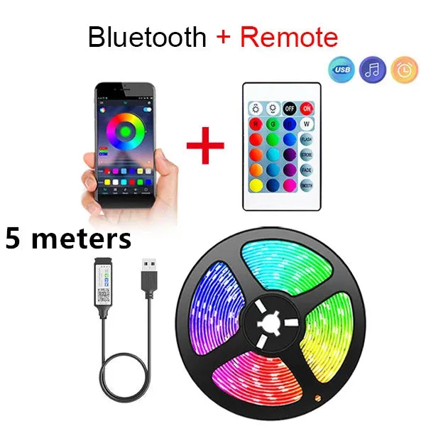 Ruban LED Bluetooth RGB avec application – éclairage ambiance chambre, TV et gaming