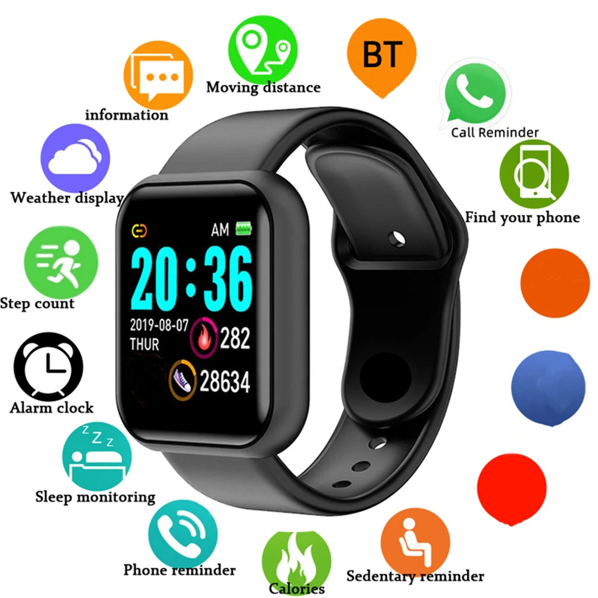 Montre Connectée Homme Femme – Smartwatch Fitness Cardio Sommeil Android iOS