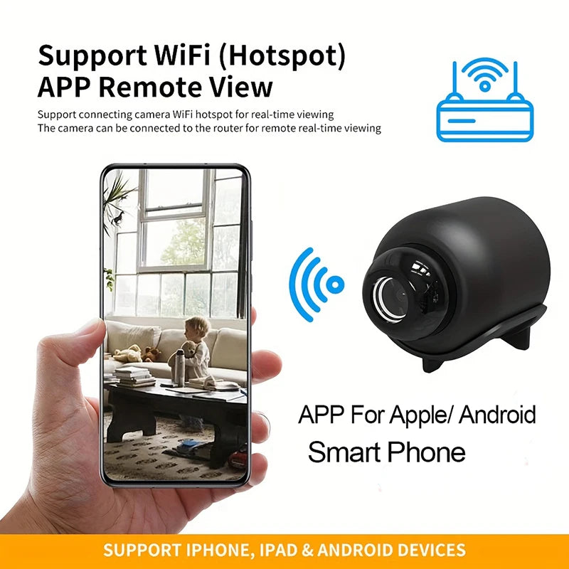 Mini caméra espion WiFi 1080p avec vision nocturne et détection de mouvement