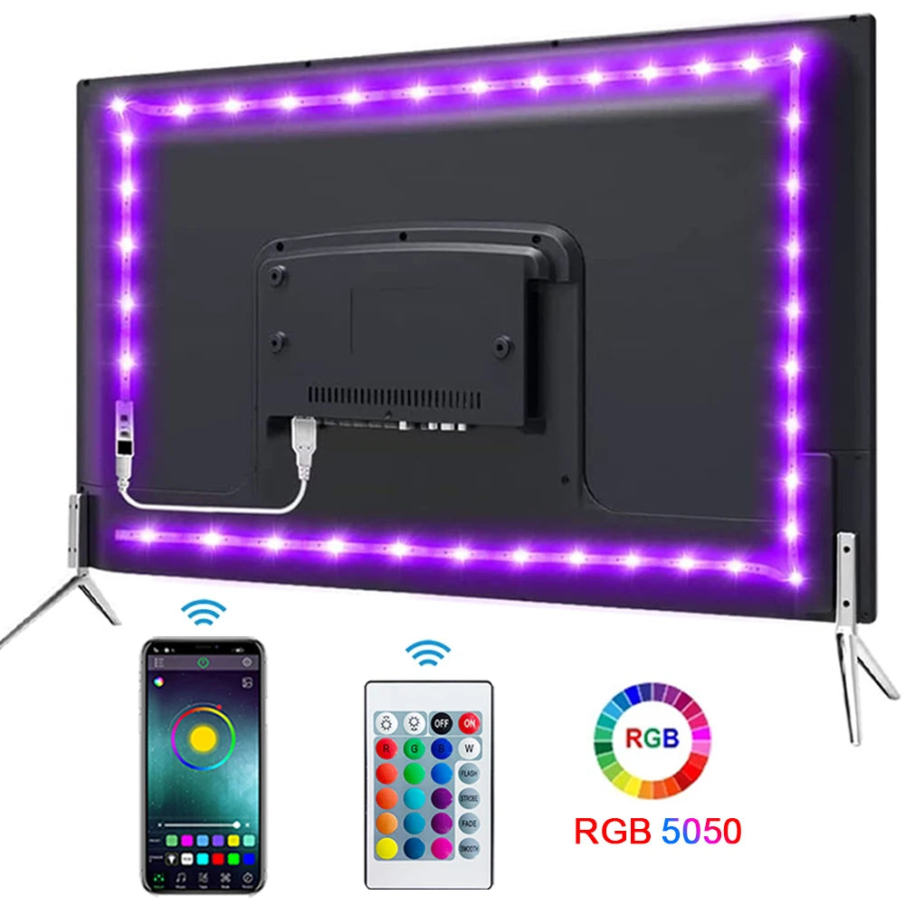 Ruban LED RGB Bluetooth USB 5V – Bande Lumineuse Flexible TV Bureau Chambre