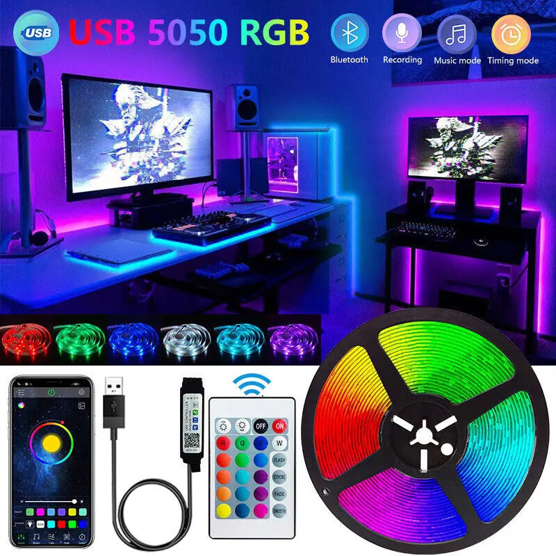 Ruban LED Bluetooth RGB avec application – éclairage ambiance chambre, TV et gaming