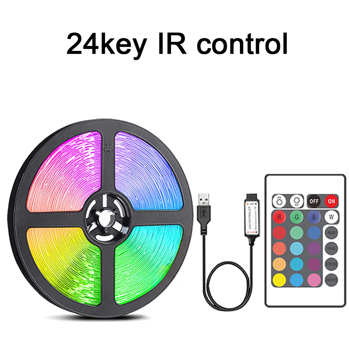 Ruban LED RGB Télécommande 44 Touches – 1m à 20m Chambre TV Fête Déco