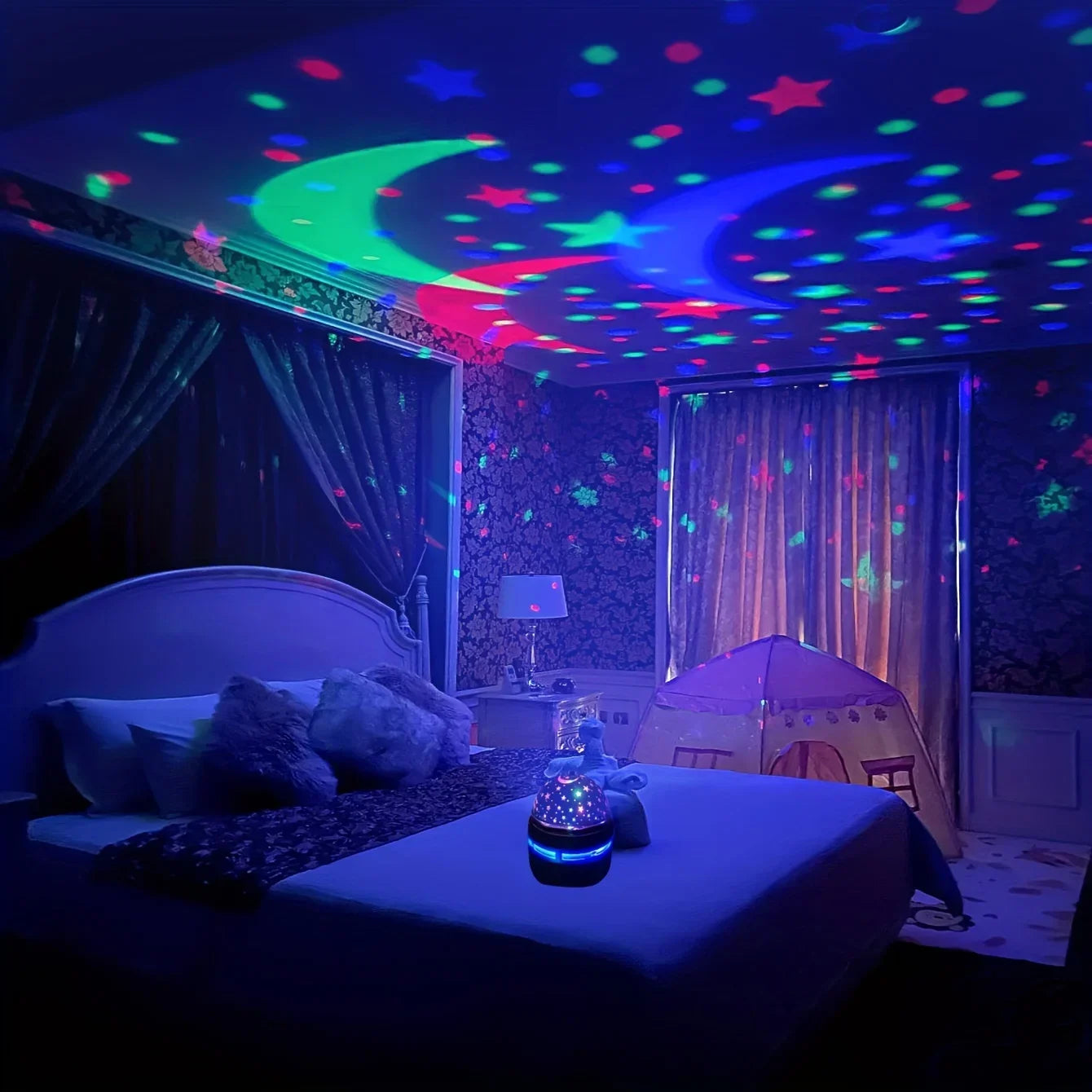 Projecteur Ciel Étoilé LED USB – Veilleuse Lune Étoiles Ambiance Chambre Enfant