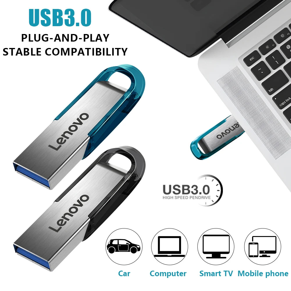 Clé USB Lenovo Métal USB 3.0 Haute Vitesse – Jusqu'à 2TB Étanche Portable