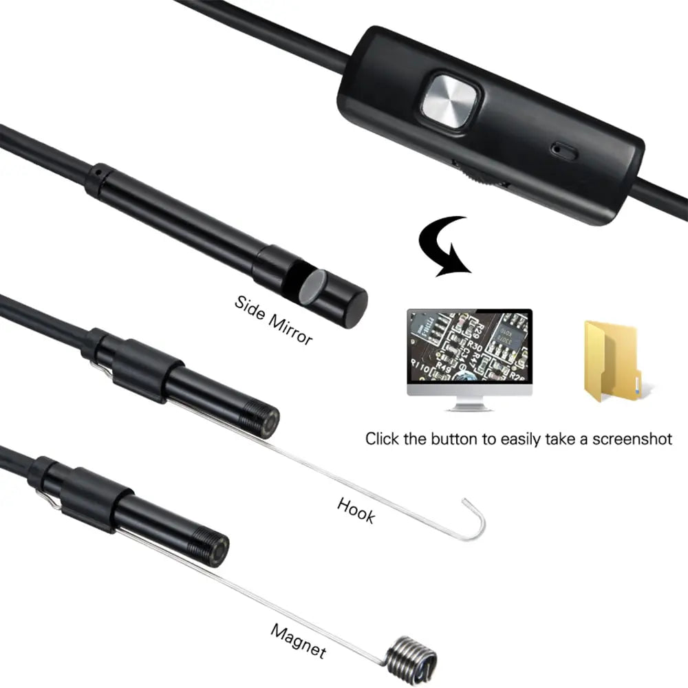 Caméra Endoscope USB Type-C 7mm IP67 Étanche – 6 LEDs Réglables Inspection Android PC