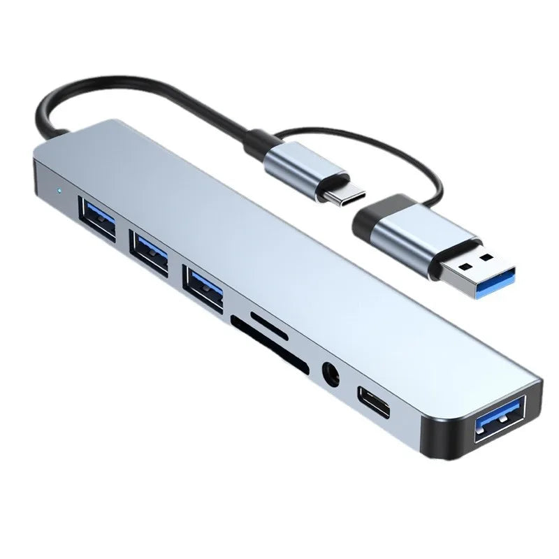 Hub USB-C 8 en 2 avec Jack 3.5mm et Lecteur Carte SD – Station d'Accueil Laptop