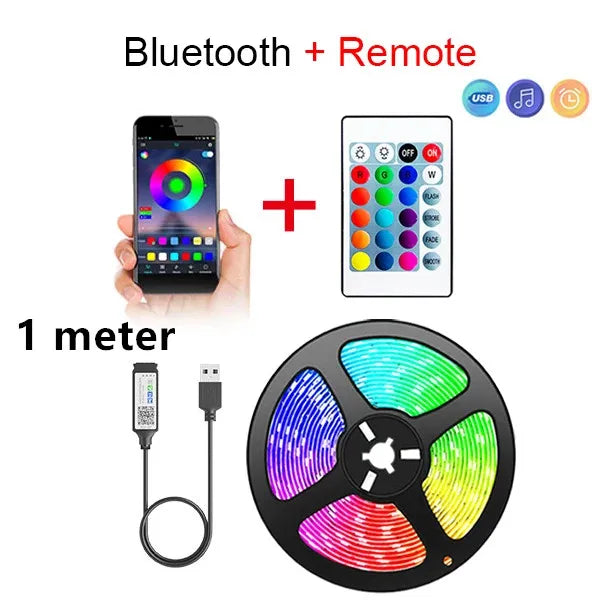 Ruban LED Bluetooth RGB avec application – éclairage ambiance chambre, TV et gaming
