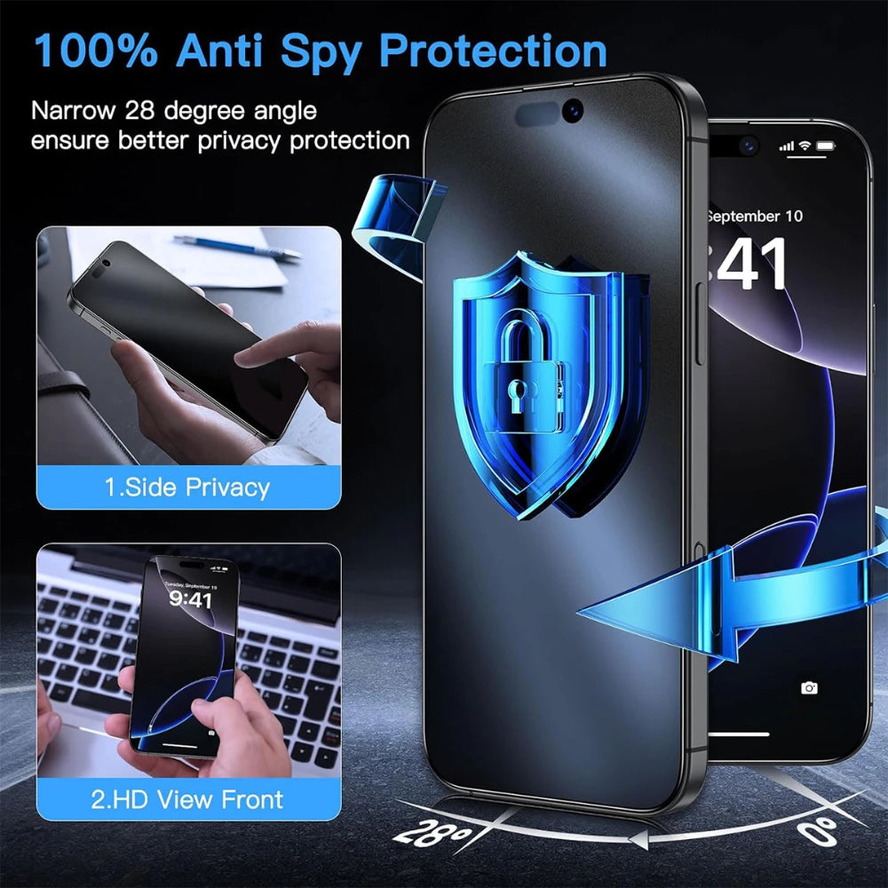 Verre Trempé Mat NNBILI iPhone 11 12 13 14 15 16 17 Pro Max – Anti-Espion Pack 3