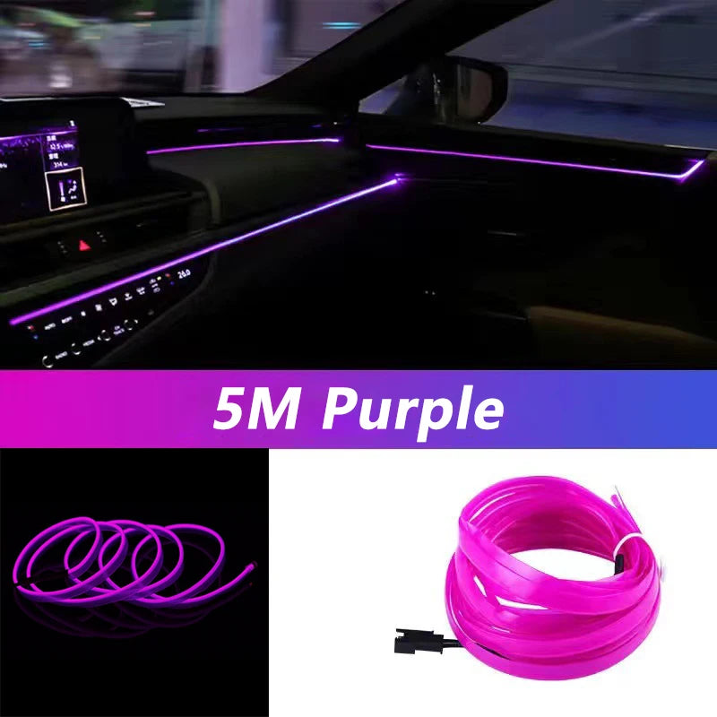 Bande LED intérieur voiture USB 5M – éclairage ambiance néon flexible