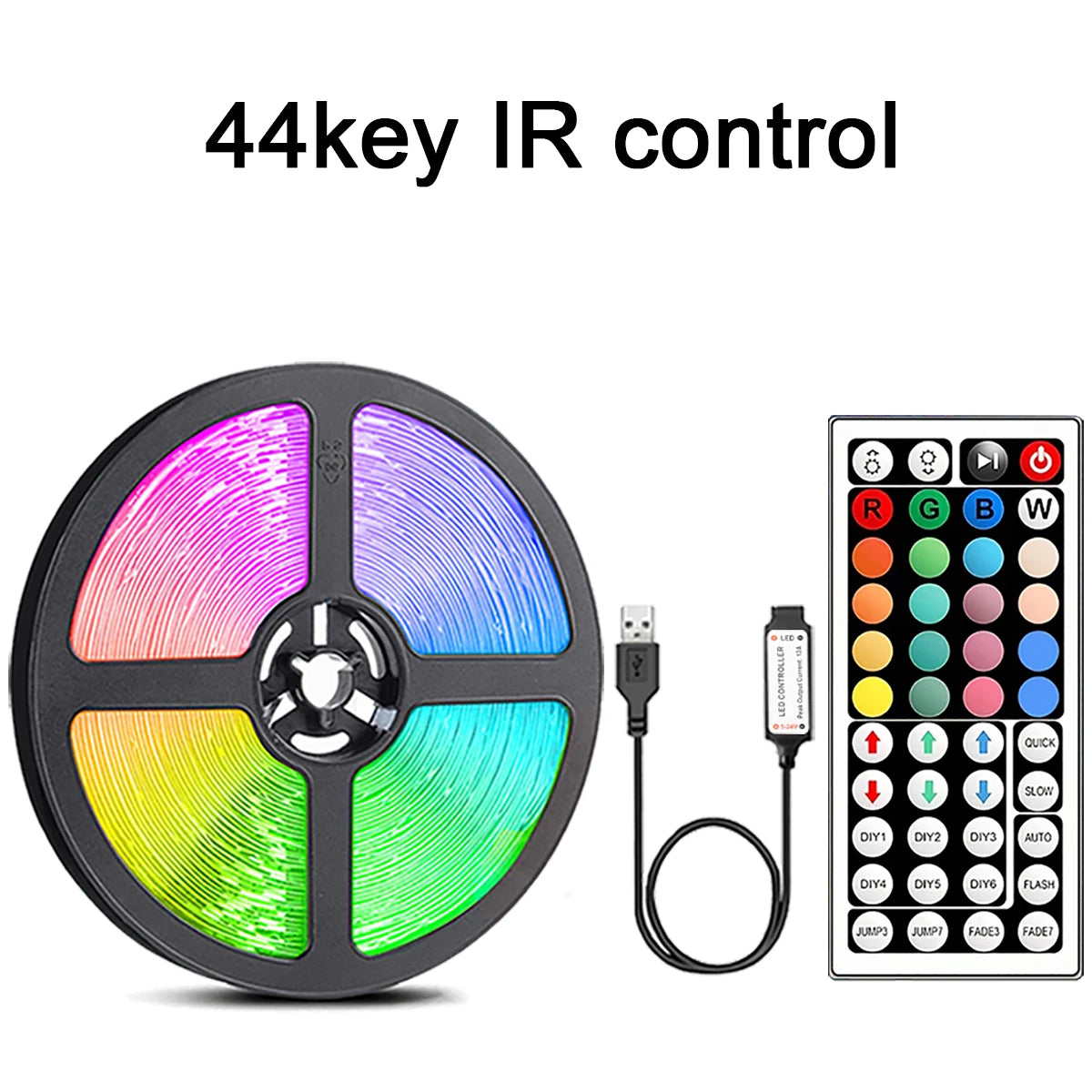 Ruban LED RGB Télécommande 44 Touches – 1m à 20m Chambre TV Fête Déco