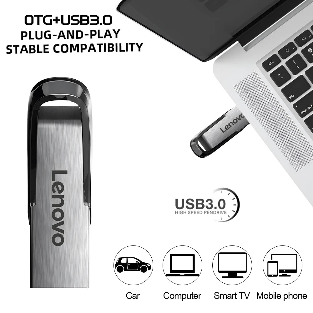 Clé USB Lenovo Métal USB 3.0 Haute Vitesse – Jusqu'à 2TB Étanche Portable